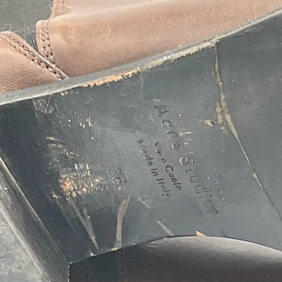 “ACNE STUDIO” “JENSON” Brown Leather Ankle Boots - Picture 9 of 16